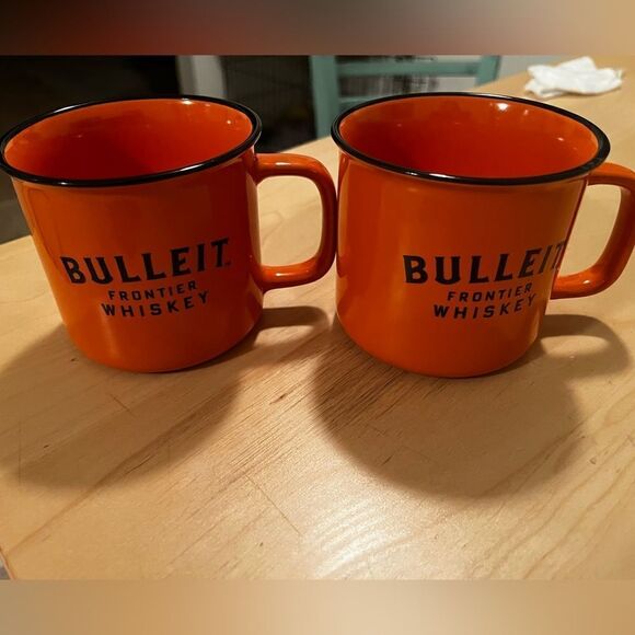 Bulleit Frontier Whiskey Ceramic Coffee Mugs (2) EUC - Picture 3 of 8